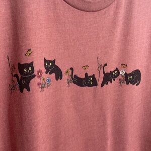 CATS Daisy Bella Canvas Tee Large Mauve T-Shirt short sleeve Crew Womans